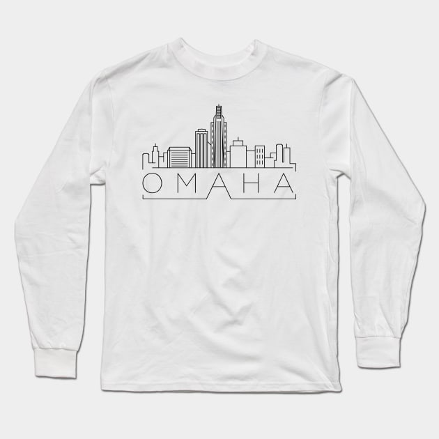 Omaha Minimal Skyline Long Sleeve T-Shirt by kursatunsal